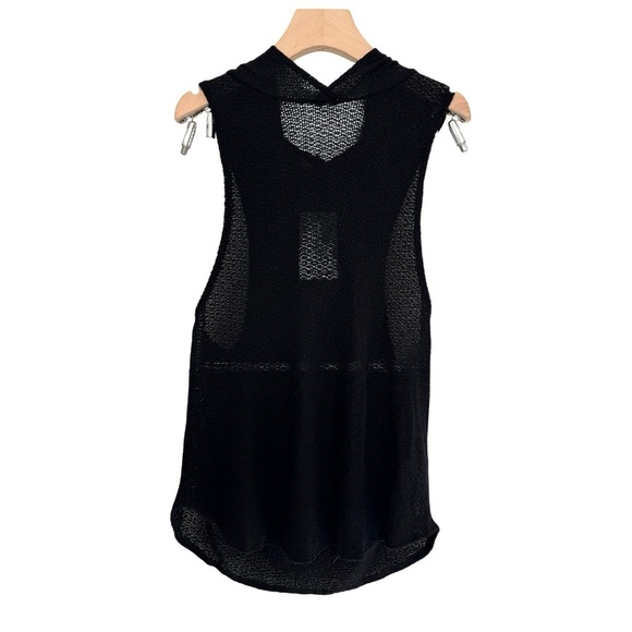 Vitamin A NWT Women's XS Drifter Hoodie Black Open-Knit Beach Sweater Sleeveless - Picture 3 of 7